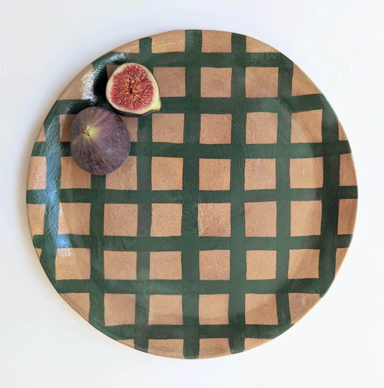 Large Green Gingham Serving Platter