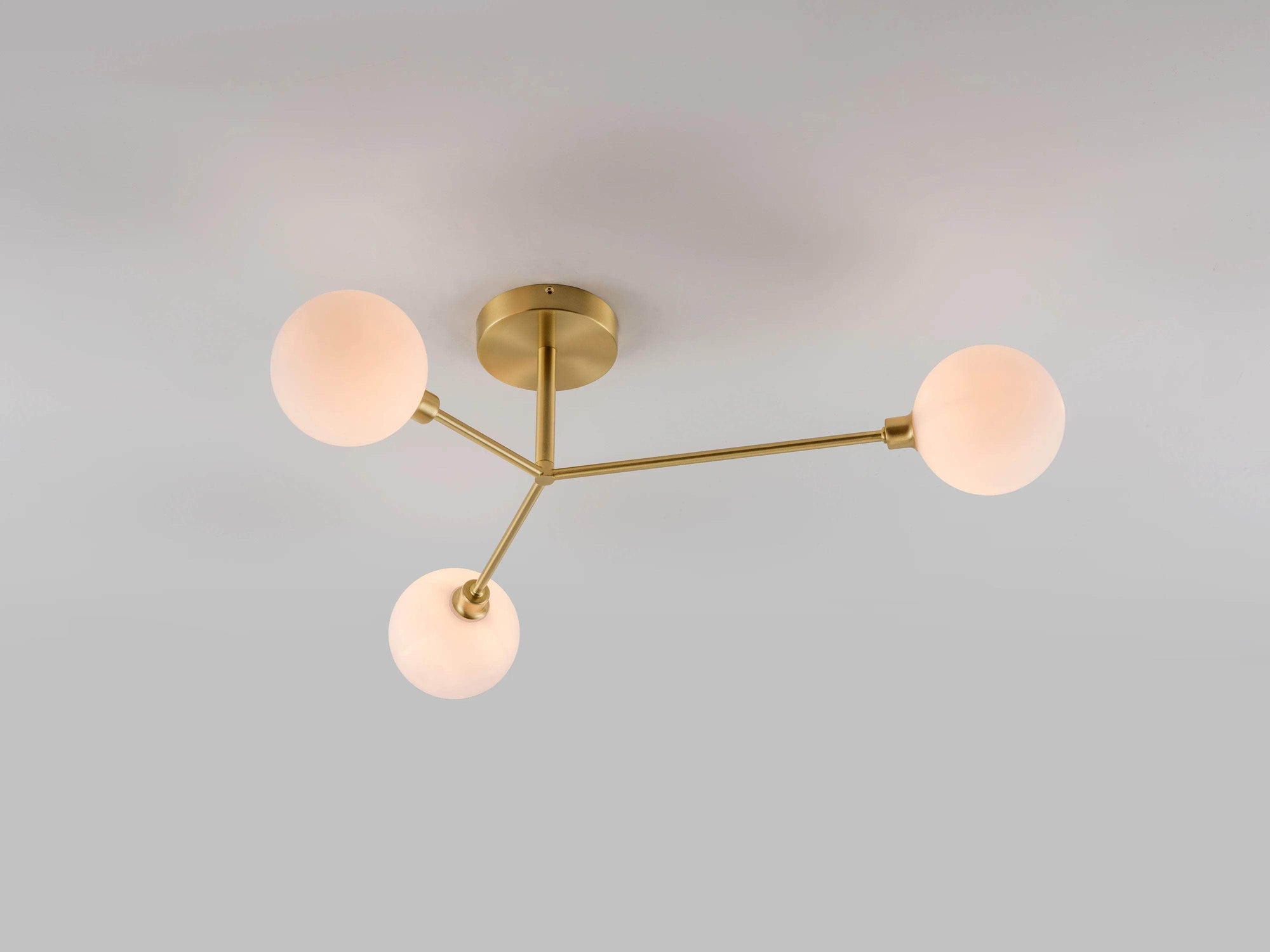 Brass 3 light flush ceiling light