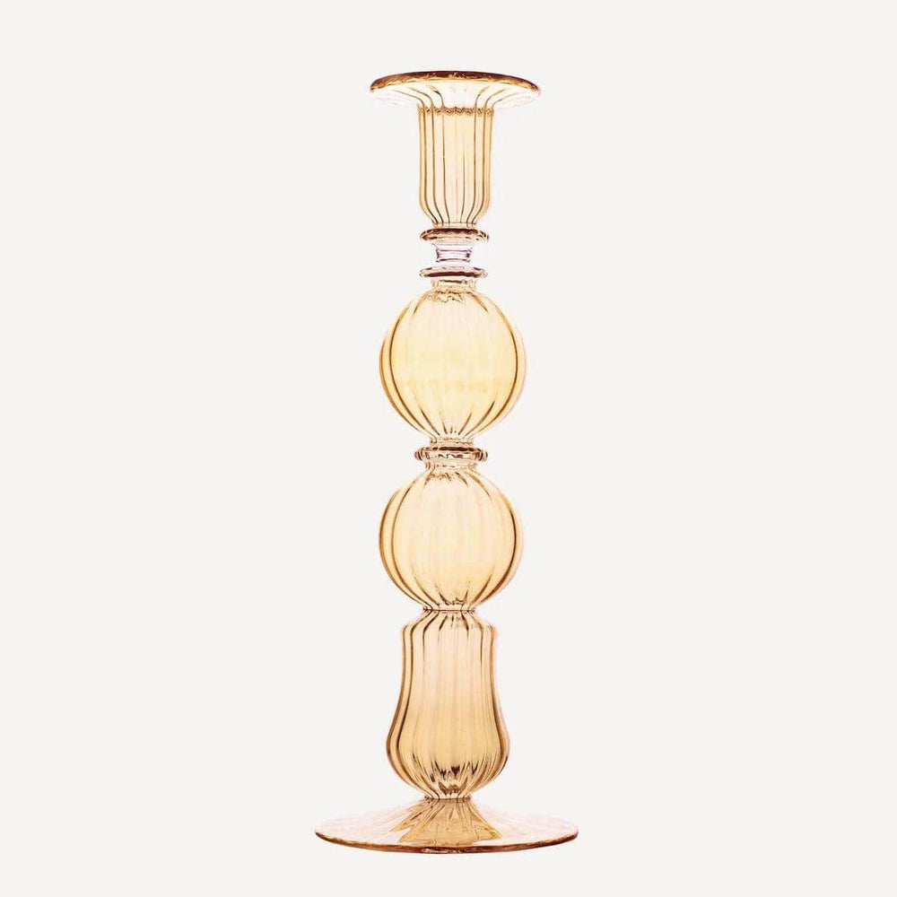 Ombo Glass Candlestick - Amber