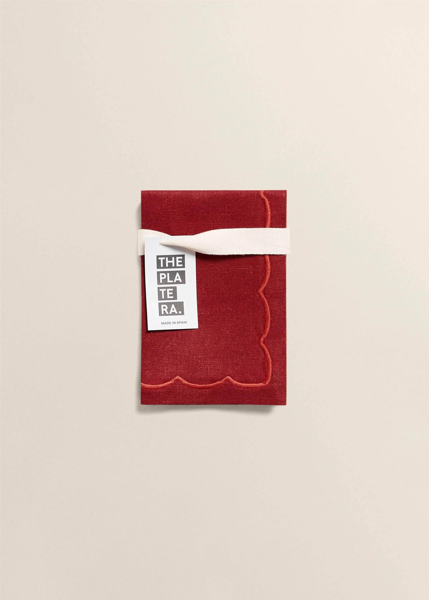 Dark Red Linen Embroidered Napkins (Set of 2)