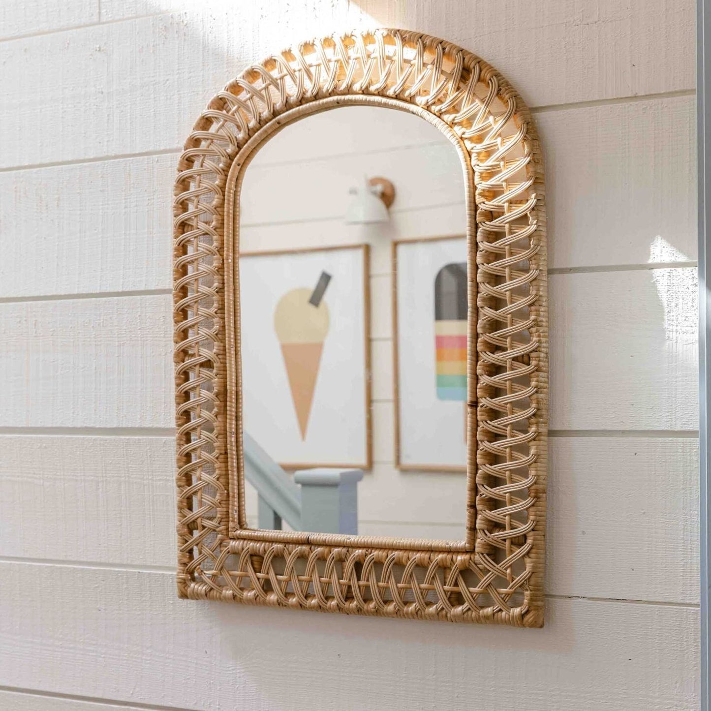 Royal Arch Rattan Mirror