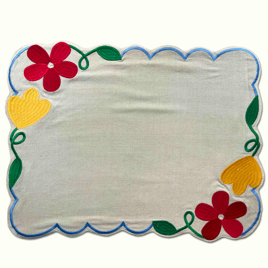 Cotton Vichy Fleur Place Mat - Set of 4