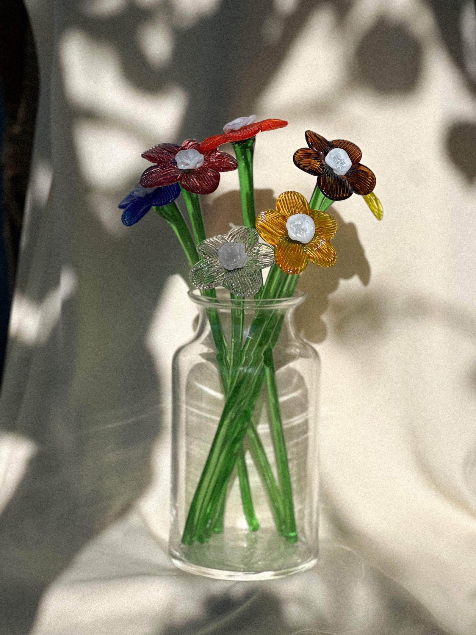 Mouthblown crystal flower - large