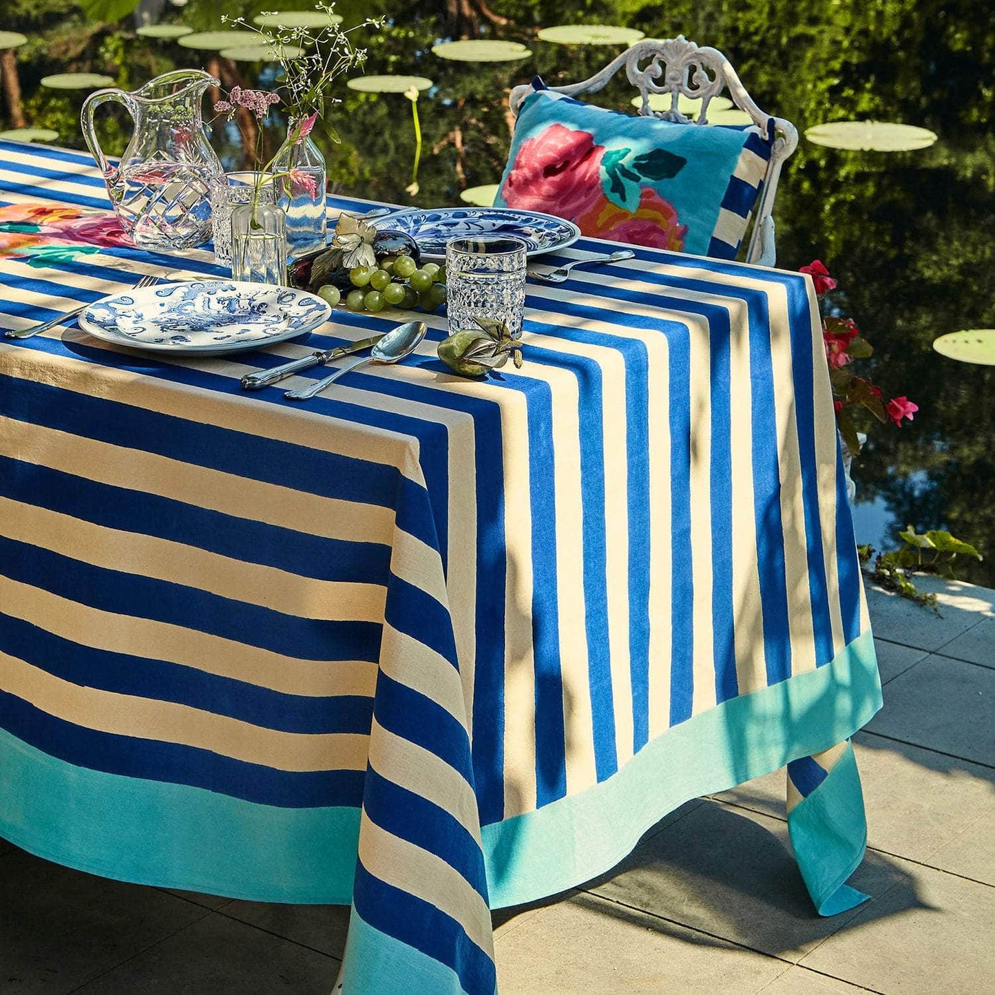 Cotton Cloth Nizam Stripes Blue Natural