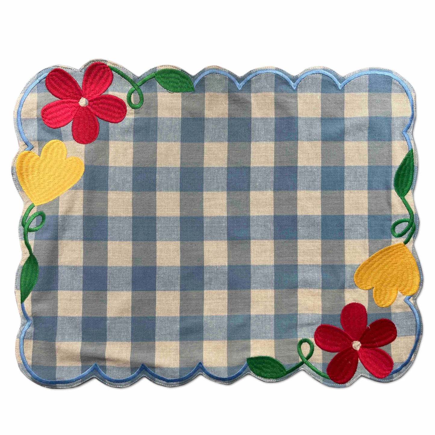Load image into Gallery viewer, Cotton Vichy Fleur Place Mat - Set of 4
