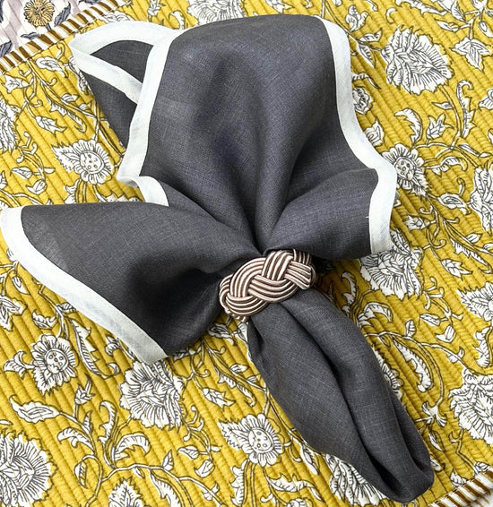 Load image into Gallery viewer, The Scallop Napkin in Grey &amp;amp; Ivory | Sold as set of Four
