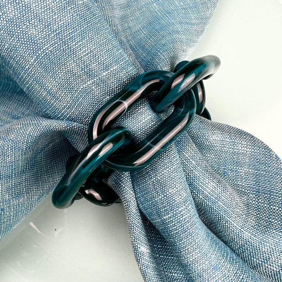 The Chain Napkin Ring in Petrol Blue | Sold as set of Four