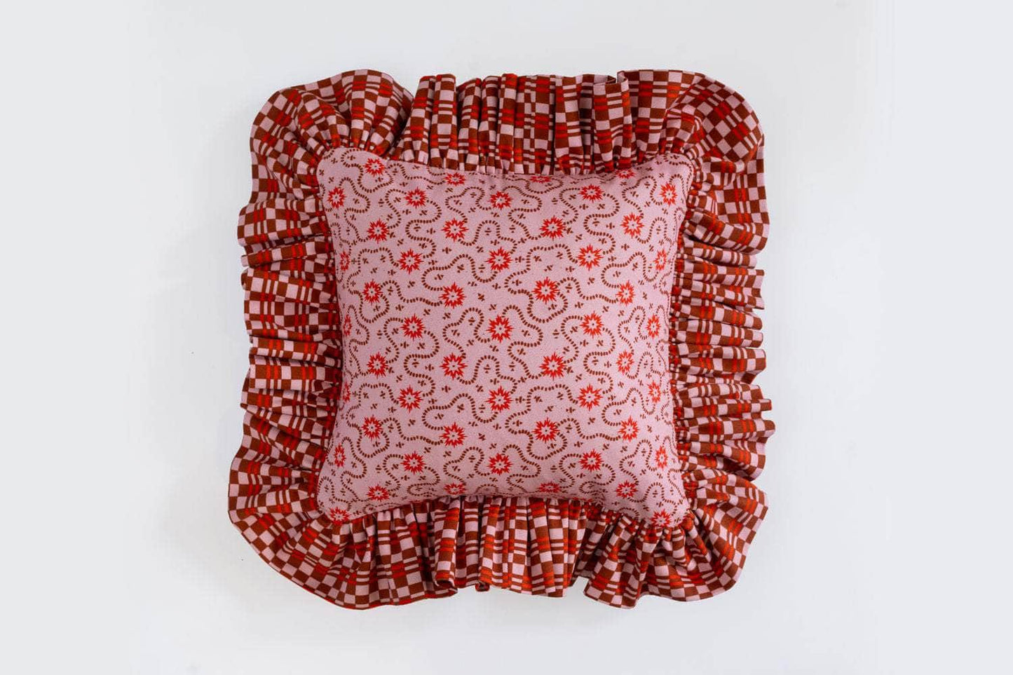 "Frilly Fancy" Cushion in Poppy