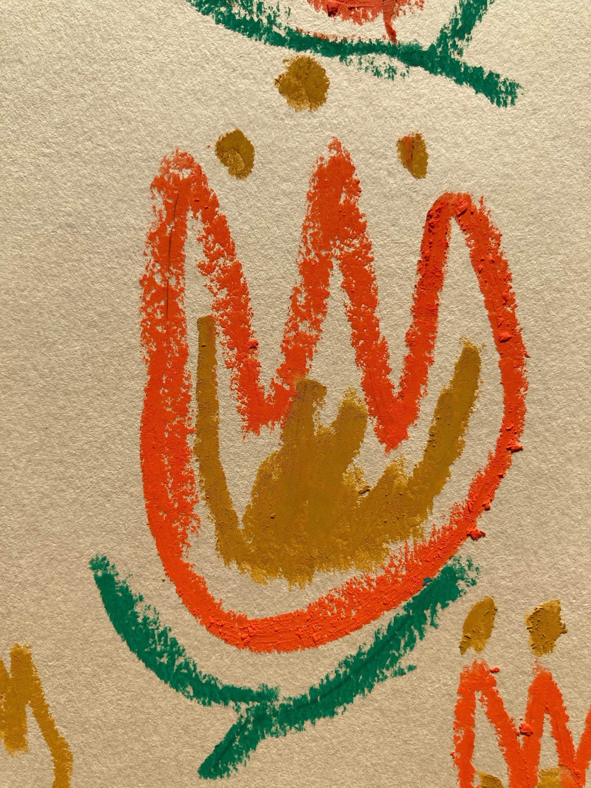 Multi Floral Orange & Taupe | Original Painting A3