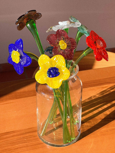 Mouthblown crystal flower - large