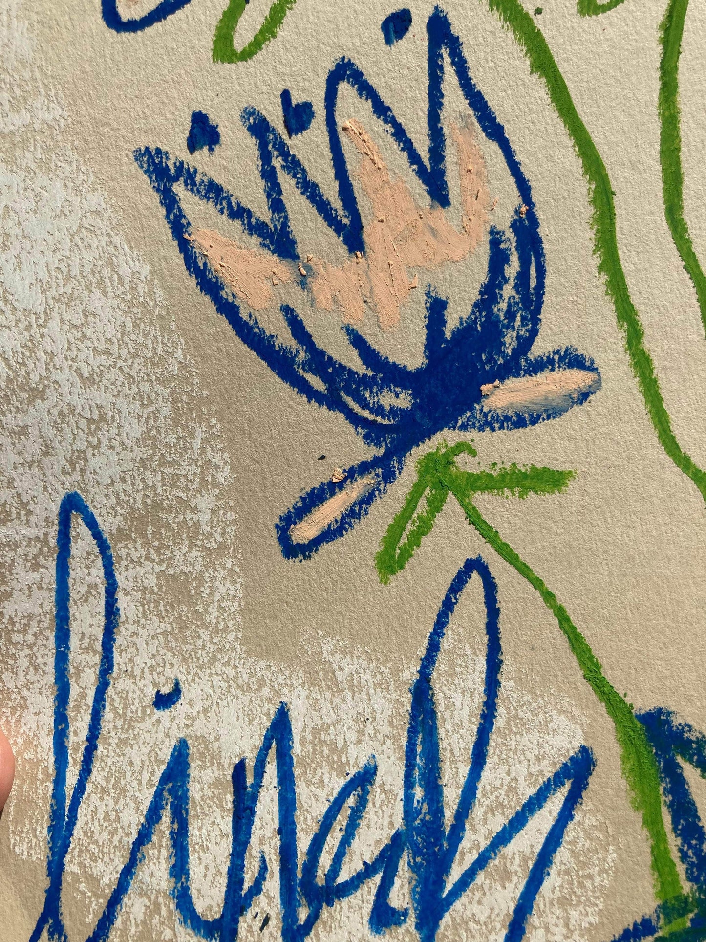 Pink + Blue Floral | Original Painting A3