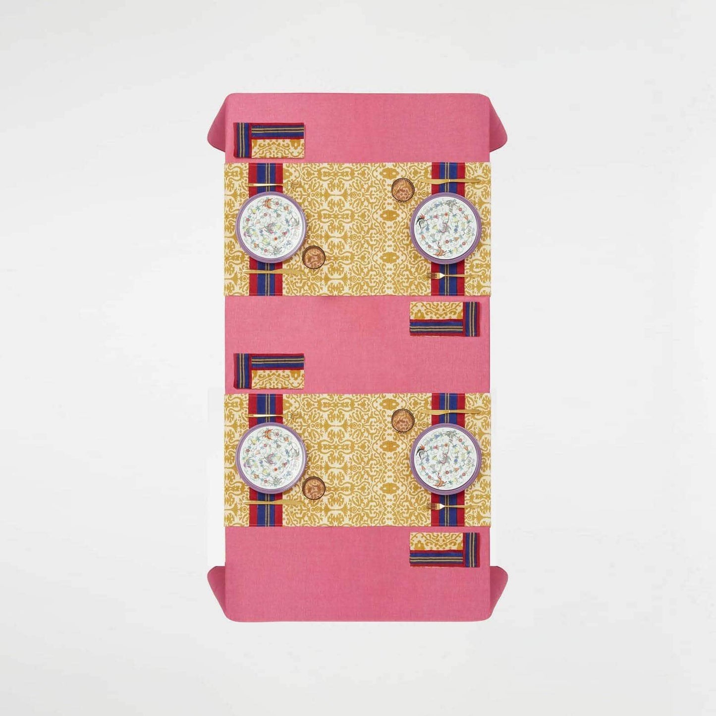 Cotton Runner Damask Stripes Chutney