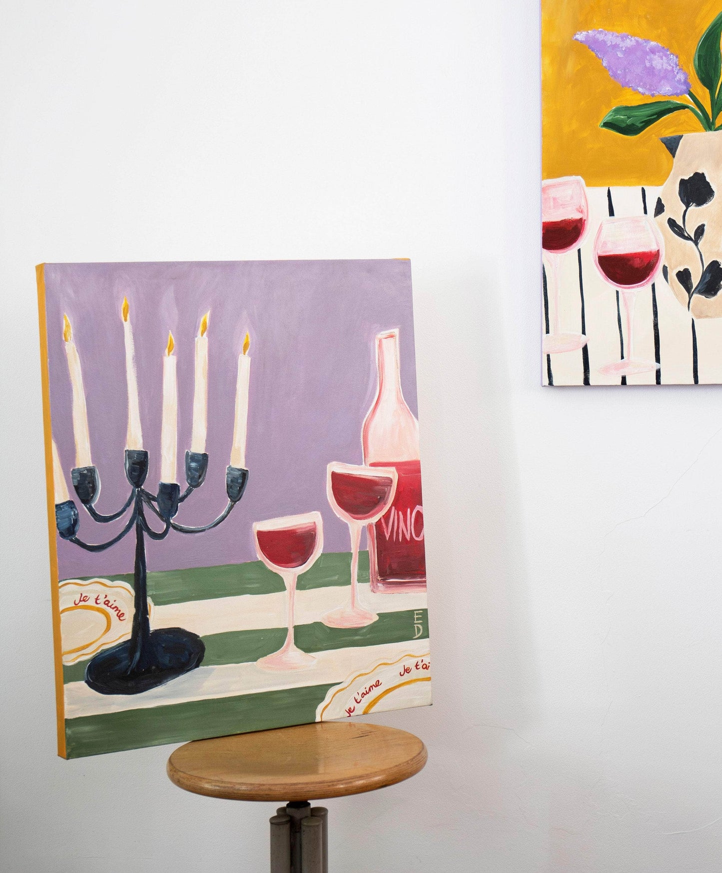 Candelabra & Vino Acrylic Painting