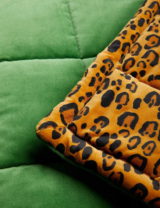 Child's Large Leopard Print/Green Reversible Bedspread