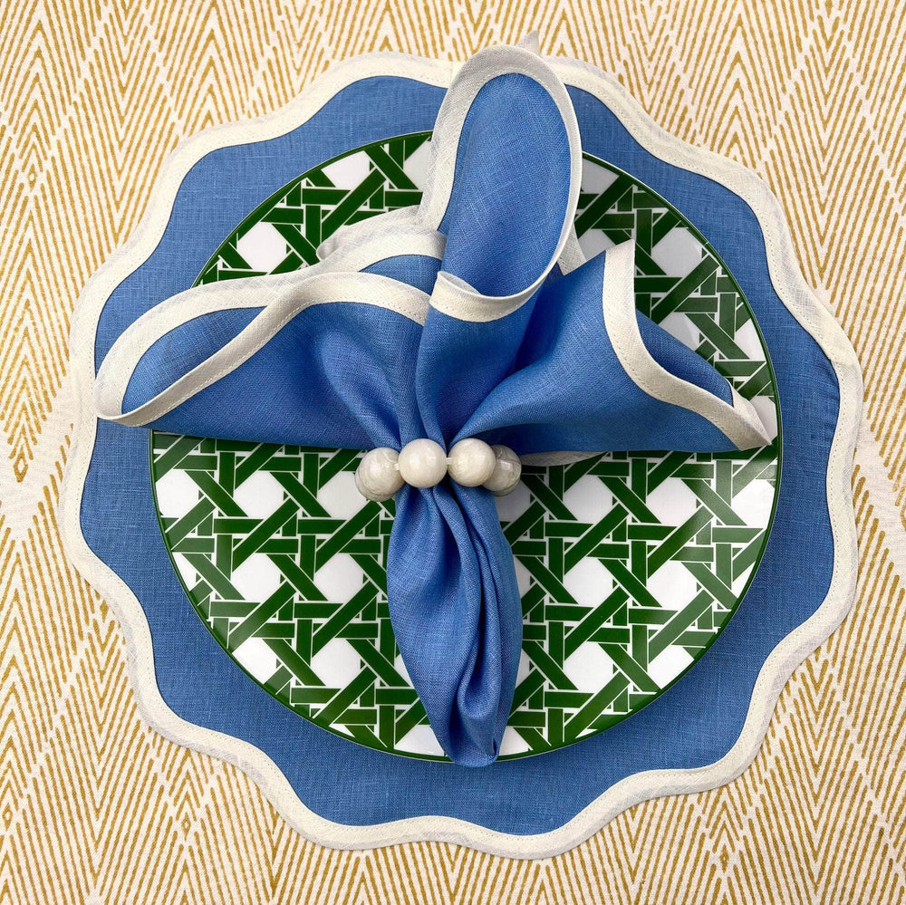 The Scallop Napkin in Blue & Ivory  | Sold as Set of Four