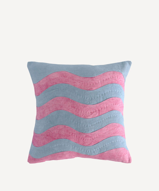 Load image into Gallery viewer, Square Pink &amp;amp; Grey Waves Cushion
