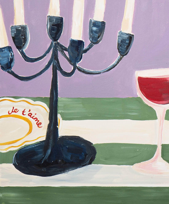 Candelabra & Vino Acrylic Painting