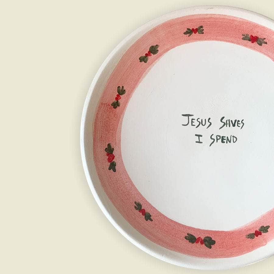 "Jesus Saves I Spend" Plates