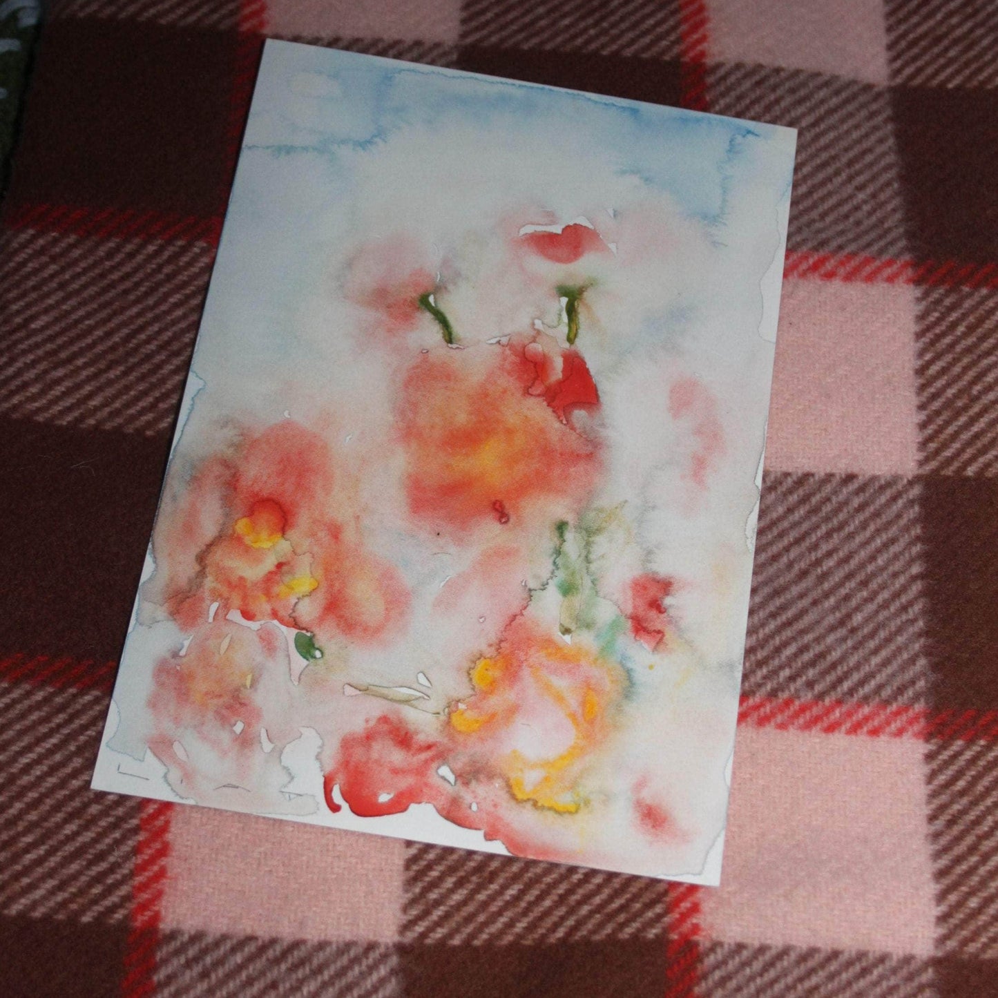 Red Flowers Blue Sky - Original Painting