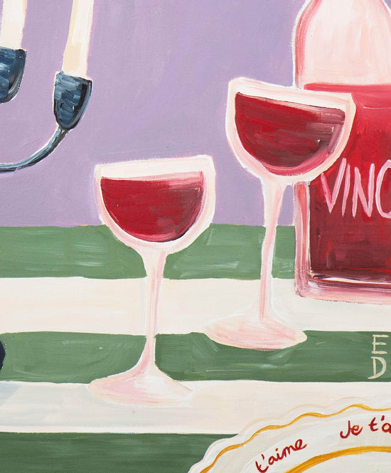 Candelabra & Vino Acrylic Painting