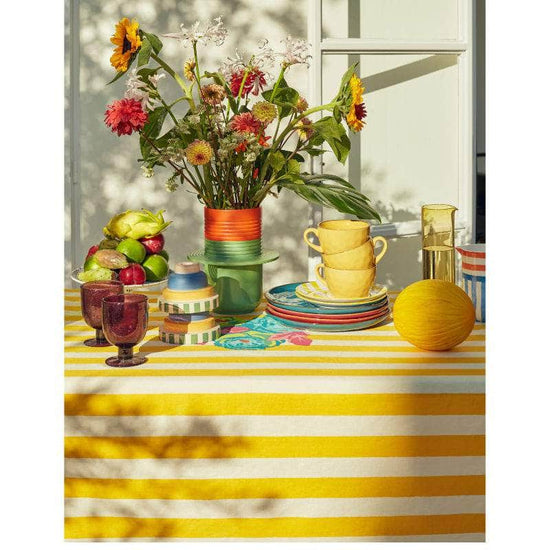 Cotton Tablecloth | La Veste X Lisa Corti Nizam Stripes Sun Yellow Natural