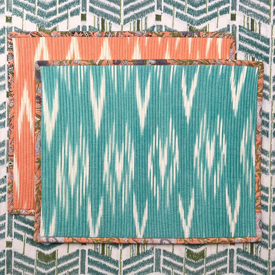 The Ikat Breakfast Placemat (set of 4) Coral/Turquoise