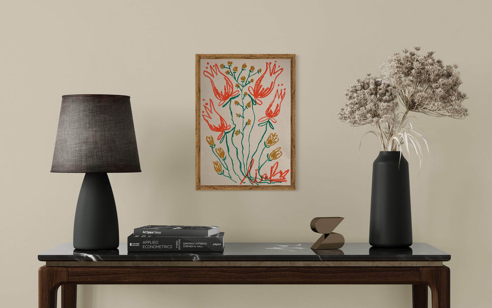 Orange & Taupe Flowers | Original Painting A3