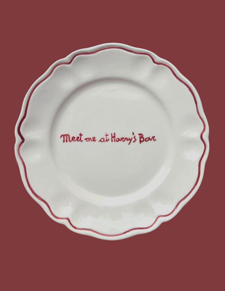 Ceramic "Meet Me At Harry's Bar" Plate | Set of 6