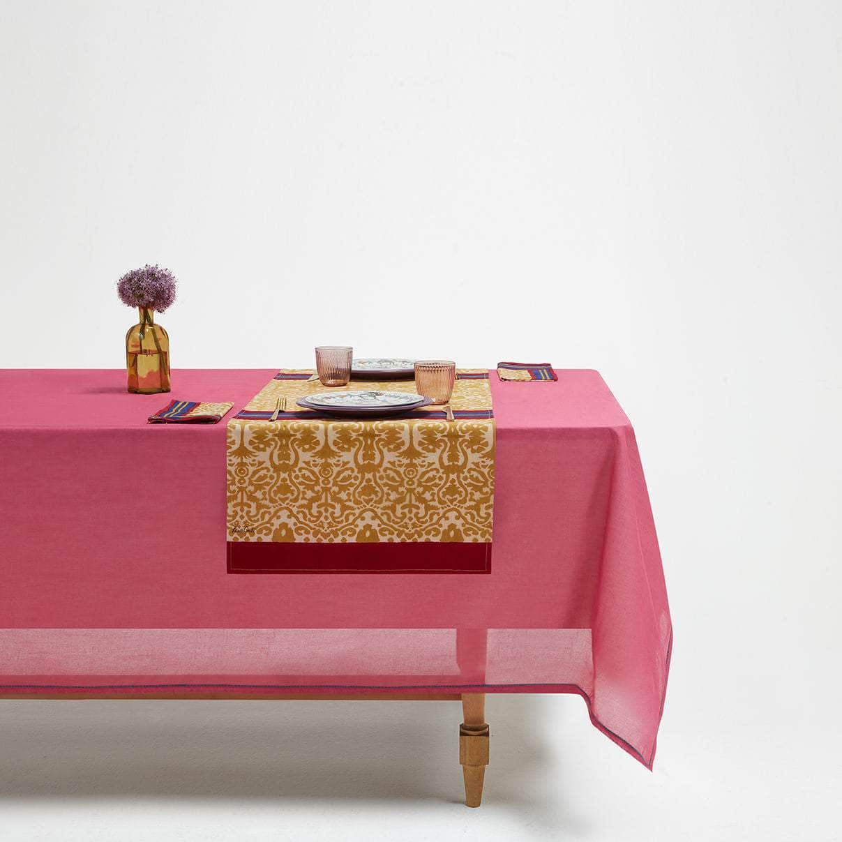 Cotton Runner Damask Stripes Chutney