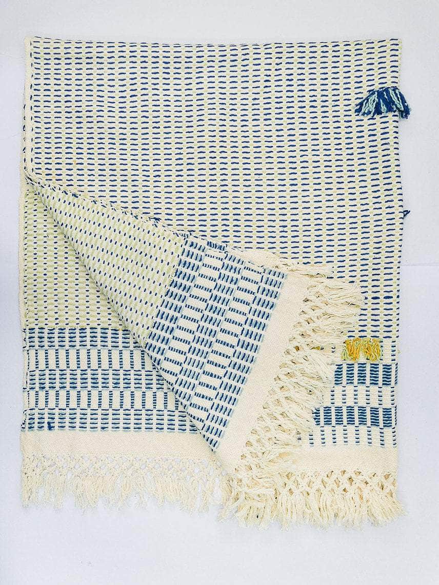 Organic Cotton Indigo & Mint Throw