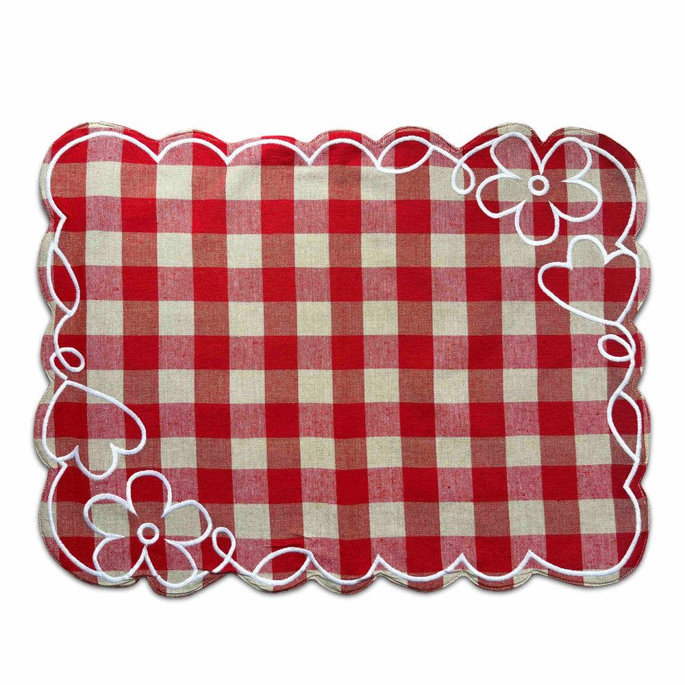 Cotton Vichy Fleur Place Mat - Set of 4