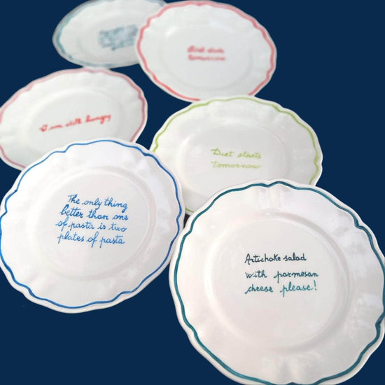 Load image into Gallery viewer, Ceramic &amp;quot;Recipe for Disaster&amp;quot; Scalloped Plate | Set of 6
