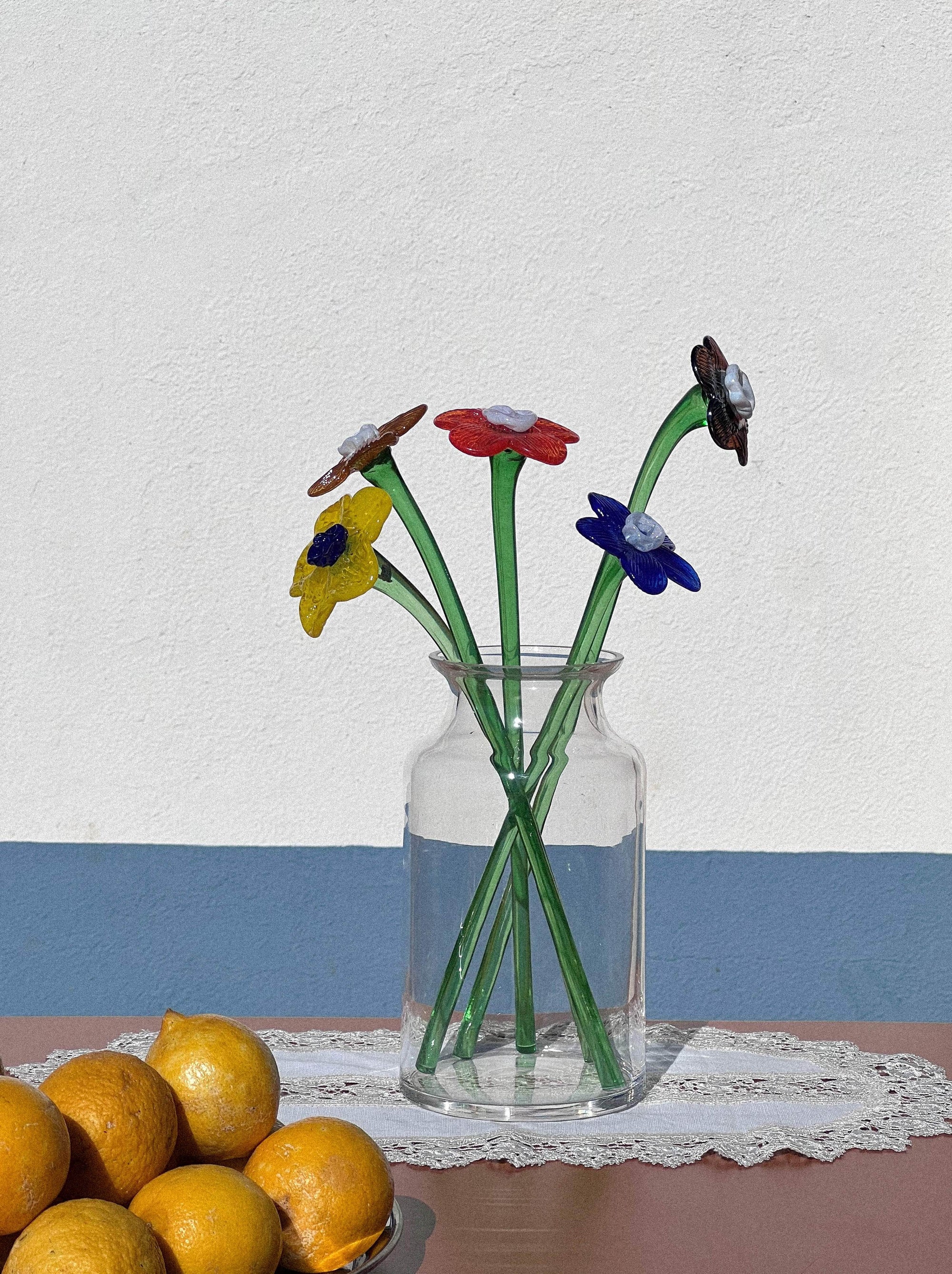 Mouthblown crystal flower - large