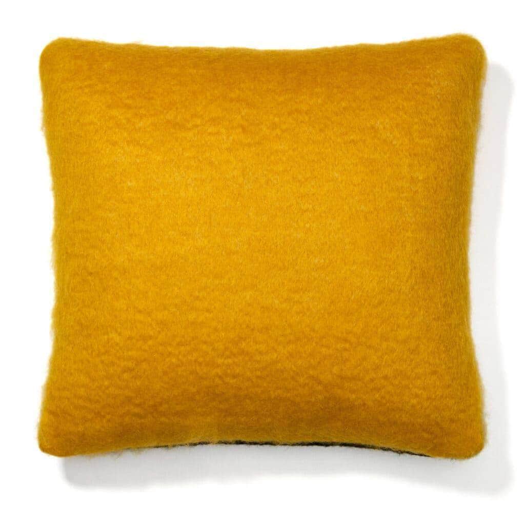 Load image into Gallery viewer, Viso Mohair Pillow White, Yellow and Black Colour Block back
