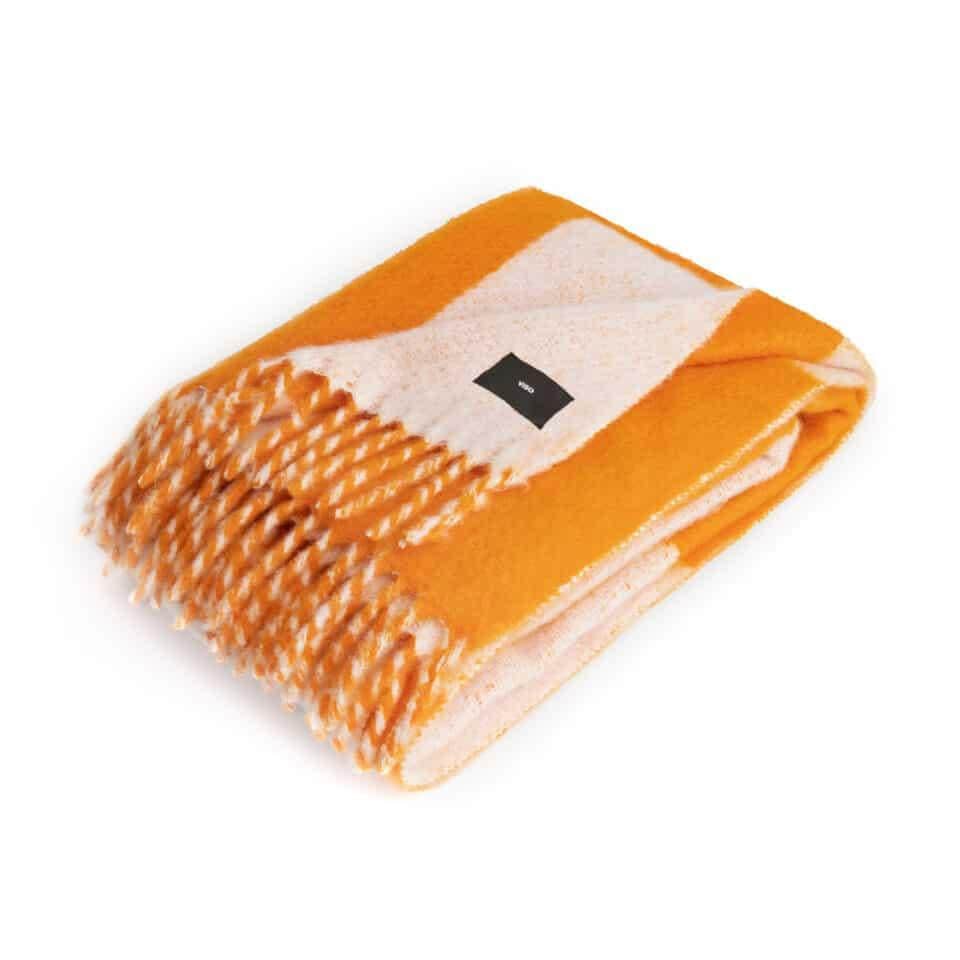 Viso Mohair Blanket Orange & White Check