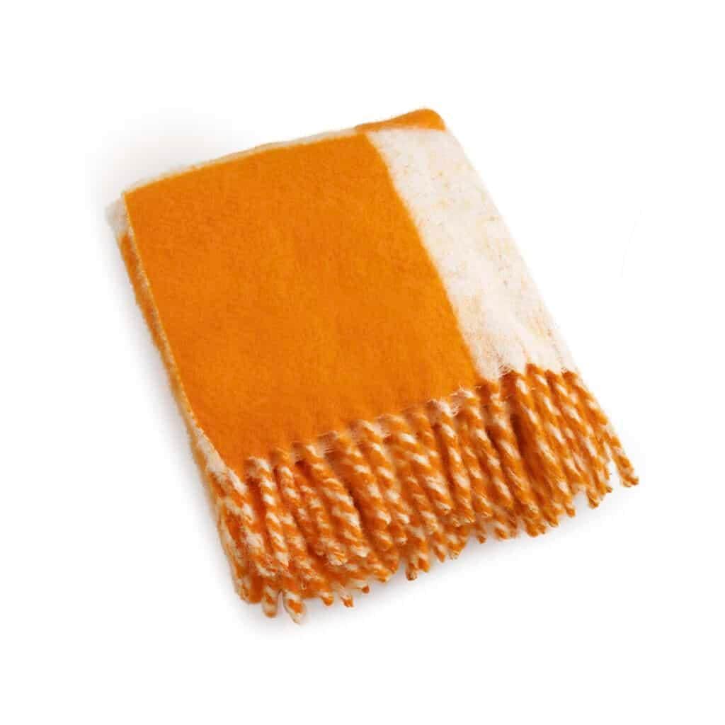 Viso Mohair Blanket Orange & White Check