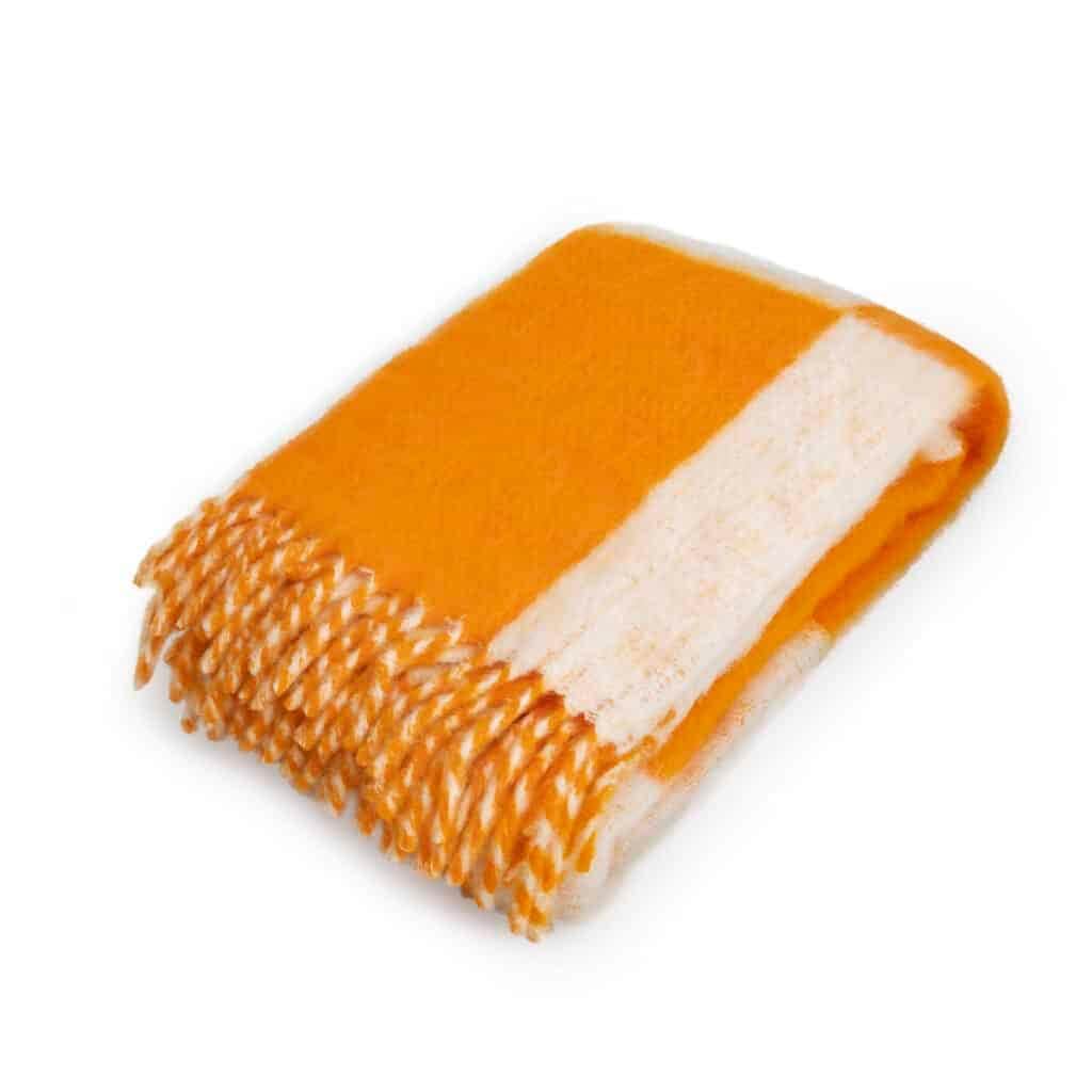 Viso Mohair Blanket Orange & White Check