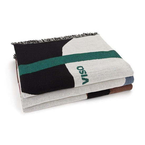Tapestry Blanket Cream Black and Green abstract Maison Flaneur